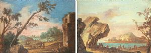 Pair of landscapes with figures